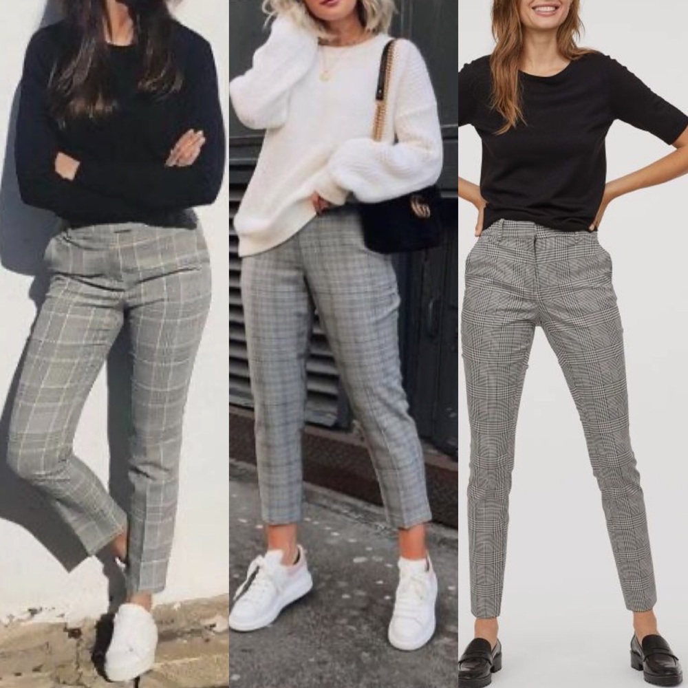 🌿TREND : Plaid stretch pants-hound tooth pattern